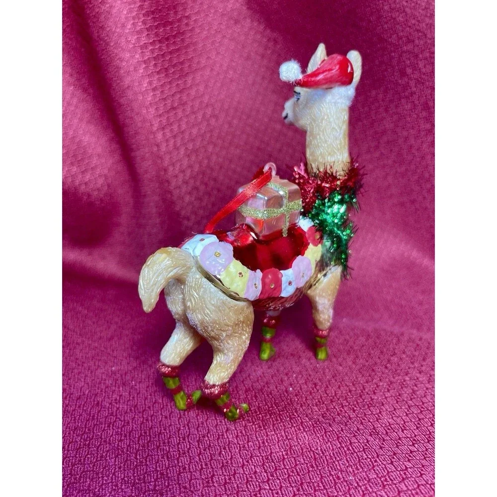 Robert Stanley Hand Blown Glass Fancy Llama Alpaca Christmas Ornament